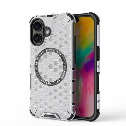 Honeycomb Magnetic Ring Shockproof Phone Case, For iPhone 16e, For iPhone 16 Pro Max�������������...