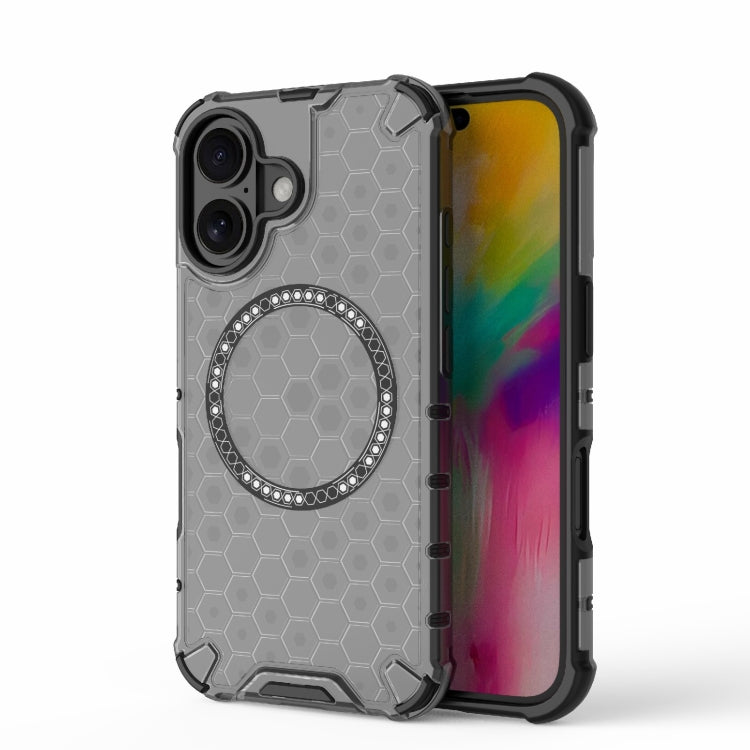 Honeycomb Magnetic Ring Shockproof Phone Case, For iPhone 16e, For iPhone 16 Pro Max�������������...