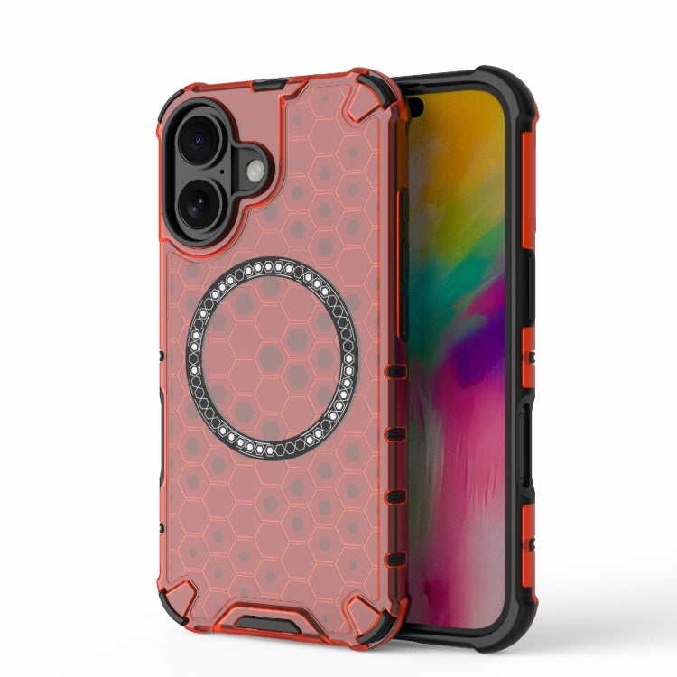 Honeycomb Magnetic Ring Shockproof Phone Case, For iPhone 16e, For iPhone 16 Pro Max�������������...