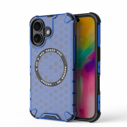 Honeycomb Magnetic Ring Shockproof Phone Case, For iPhone 16e, For iPhone 16 Pro Max�������������...