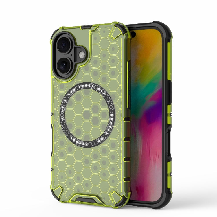 Honeycomb Magnetic Ring Shockproof Phone Case, For iPhone 16e, For iPhone 16 Pro Max�������������...