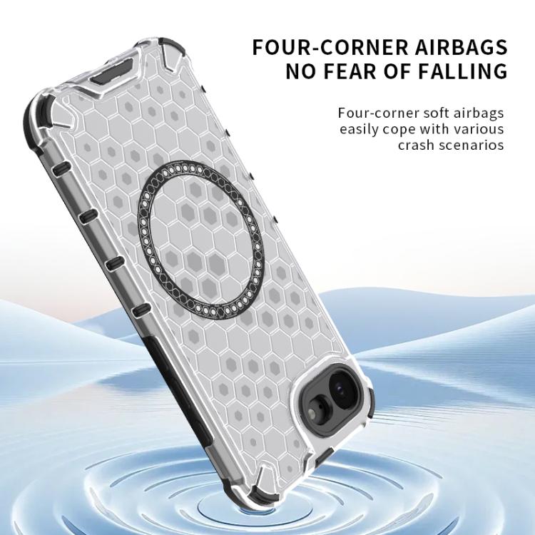 Honeycomb Magnetic Ring Shockproof Phone Case, For iPhone 16e, For iPhone 16 Pro Max�������������...