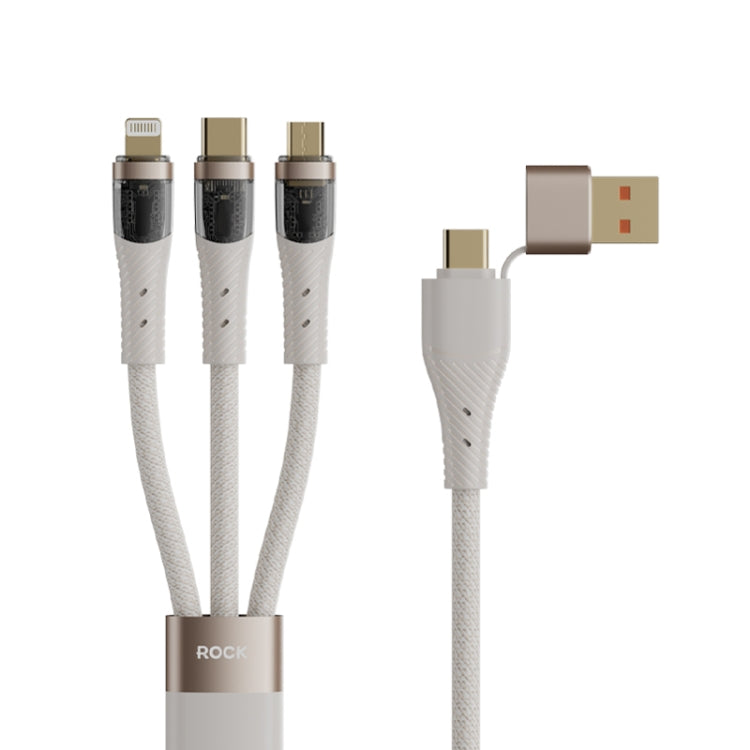 ROCK G20 Two to Three 5A USB+Type-C to 8 Pin+Type-C+Micro USB Fast Charging Data Cable, Length: 1...
