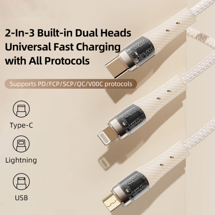 ROCK G20 Two to Three 5A USB+Type-C to 8 Pin+Type-C+Micro USB Fast Charging Data Cable, Length: 1...