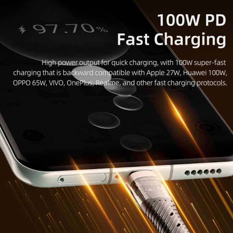 ROCK G20 Two to Three 5A USB+Type-C to 8 Pin+Type-C+Micro USB Fast Charging Data Cable, Length: 1...