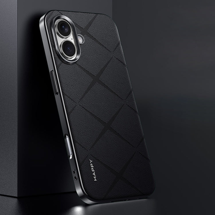 Plain Leather PC Phone Case, For iPhone 16 Pro Max, For iPhone 16 Pro, For iPhone 16�������������...