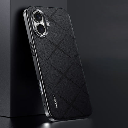 Plain Leather PC Phone Case, For iPhone 16 Pro Max, For iPhone 16 Pro, For iPhone 16�������������...