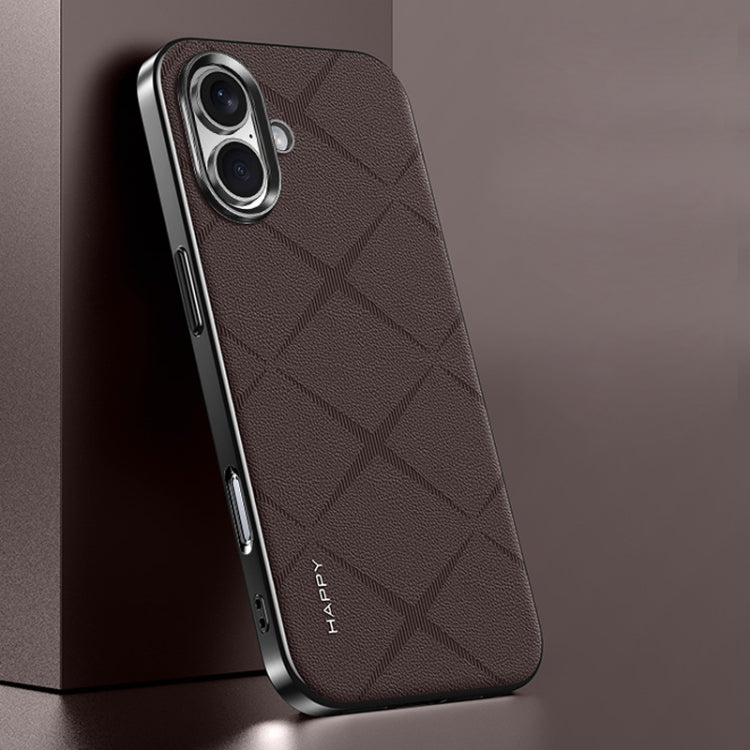 Plain Leather PC Phone Case, For iPhone 16 Pro Max, For iPhone 16 Pro, For iPhone 16�������������...