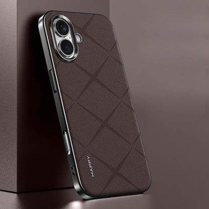 Plain Leather PC Phone Case, For iPhone 16 Pro Max, For iPhone 16 Pro, For iPhone 16�������������...