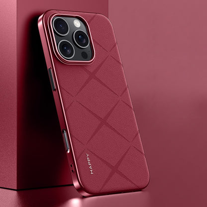 Plain Leather PC Phone Case, For iPhone 16 Pro Max, For iPhone 16 Pro, For iPhone 16�������������...