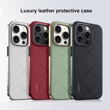 Plain Leather PC Phone Case, For iPhone 16 Pro Max, For iPhone 16 Pro, For iPhone 16�������������...