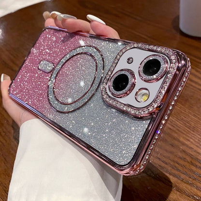 Diamond Gradient Glitter Plated MagSafe Phone Case, For iPhone 16 Pro Max, For iPhone 16 Pro�����...