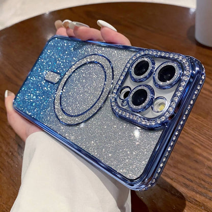 Diamond Gradient Glitter Plated MagSafe Phone Case, For iPhone 16 Pro Max, For iPhone 16 Pro�����...