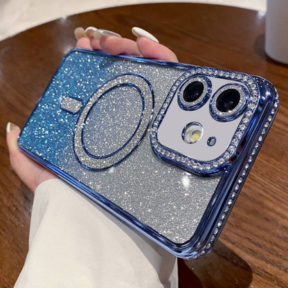 Diamond Gradient Glitter Plated MagSafe Phone Case, For iPhone 16 Pro Max, For iPhone 16 Pro�����...