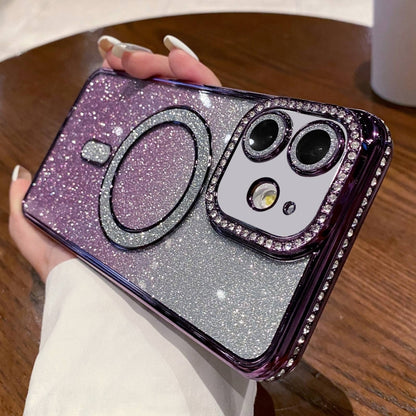 Diamond Gradient Glitter Plated MagSafe Phone Case, For iPhone 12 Pro Max, For iPhone 12 Pro�����...
