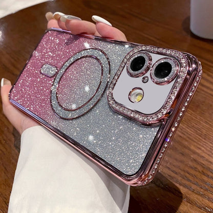 Diamond Gradient Glitter Plated MagSafe Phone Case, For iPhone 16 Pro Max, For iPhone 16 Pro�����...