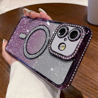 Diamond Gradient Glitter Plated MagSafe Phone Case, For iPhone 16 Pro Max, For iPhone 16 Pro�����...
