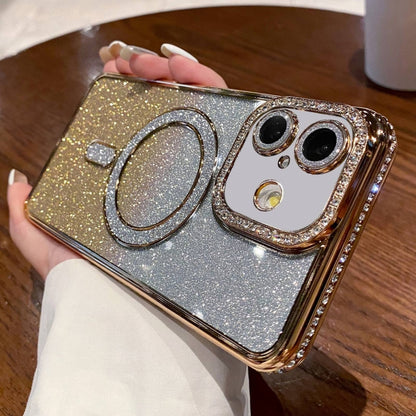 Diamond Gradient Glitter Plated MagSafe Phone Case, For iPhone 16 Pro Max, For iPhone 16 Pro�����...