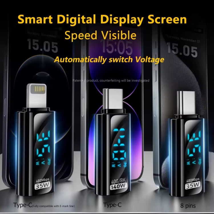 Charging Adapter with Digital Display, 8 Pin Male to Type-C Female 35W���������������������������...
