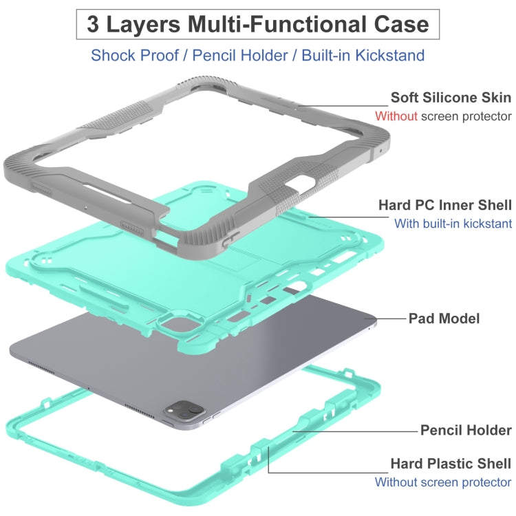 Shockproof Silicone Hybrid PC Tablet Case with Holder, For iPad Pro 13 2024, For iPad Air 13 2024...