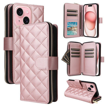 Crossbody Rhombic Zipper Tower Buckle Leather Phone Case with Lanyard