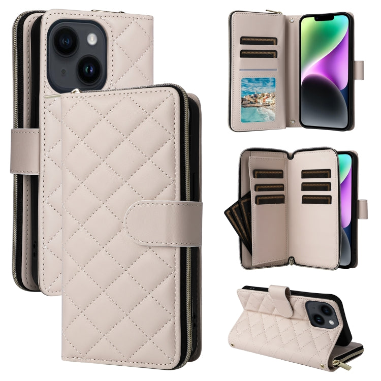 Crossbody Rhombic Zipper Tower Buckle Leather Phone Case with Lanyard