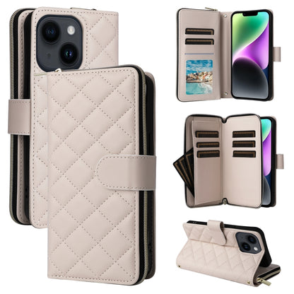 Crossbody Rhombic Zipper Tower Buckle Leather Phone Case with Lanyard