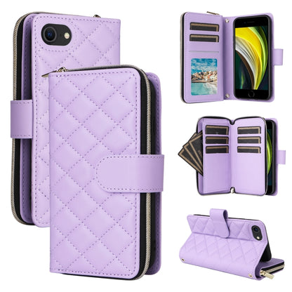 Crossbody Rhombic Zipper Tower Buckle Leather Phone Case with Lanyard