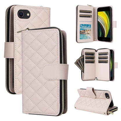 Crossbody Rhombic Zipper Tower Buckle Leather Phone Case with Lanyard