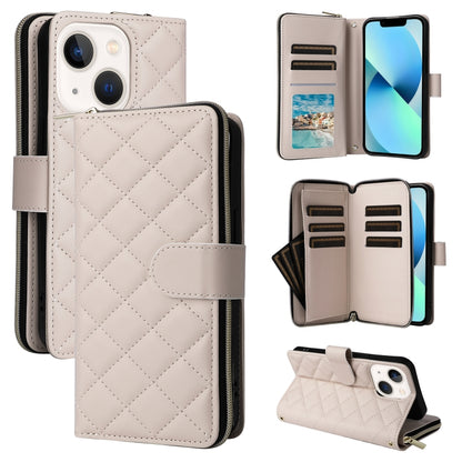 Crossbody Rhombic Zipper Tower Buckle Leather Phone Case with Lanyard