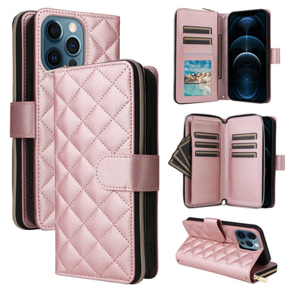 Crossbody Rhombic Zipper Tower Buckle Leather Phone Case with Lanyard