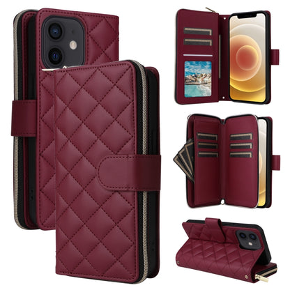 Crossbody Rhombic Zipper Tower Buckle Leather Phone Case with Lanyard