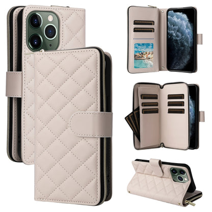 Crossbody Rhombic Zipper Tower Buckle Leather Phone Case with Lanyard