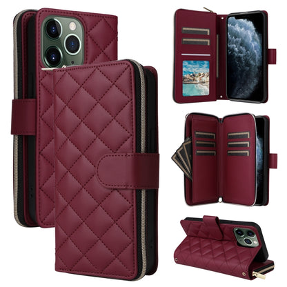Crossbody Rhombic Zipper Tower Buckle Leather Phone Case with Lanyard