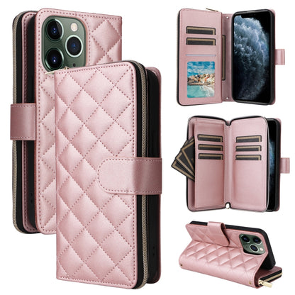 Crossbody Rhombic Zipper Tower Buckle Leather Phone Case with Lanyard