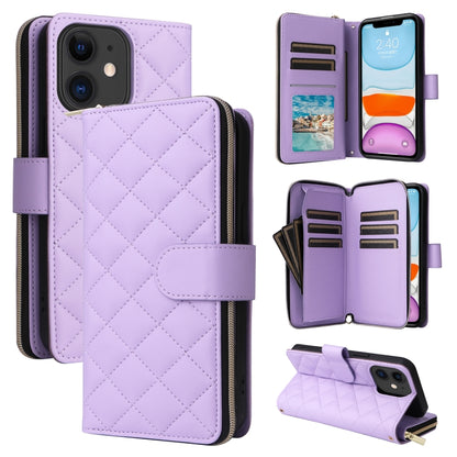 Crossbody Rhombic Zipper Tower Buckle Leather Phone Case with Lanyard