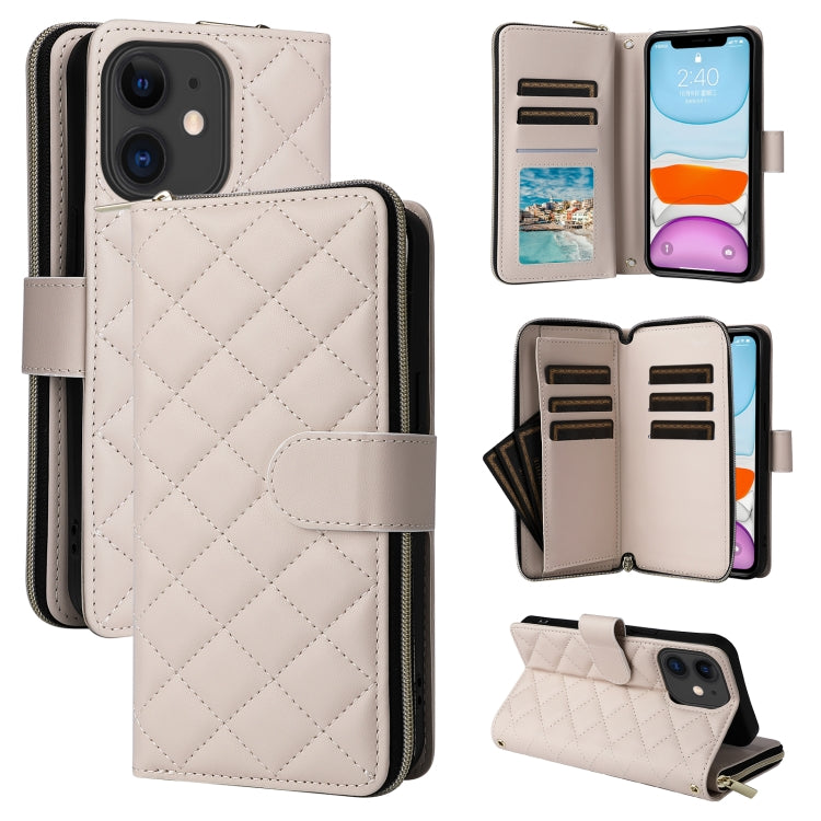 Crossbody Rhombic Zipper Tower Buckle Leather Phone Case with Lanyard
