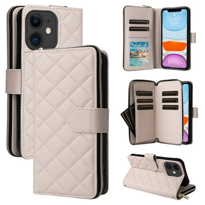 Crossbody Rhombic Zipper Tower Buckle Leather Phone Case with Lanyard
