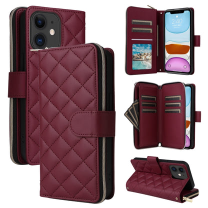 Crossbody Rhombic Zipper Tower Buckle Leather Phone Case with Lanyard
