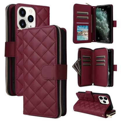 Crossbody Rhombic Zipper Tower Buckle Leather Phone Case with Lanyard