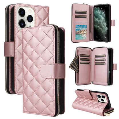 Crossbody Rhombic Zipper Tower Buckle Leather Phone Case with Lanyard