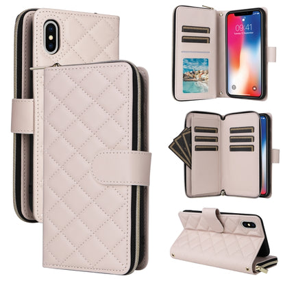 Crossbody Rhombic Zipper Tower Buckle Leather Phone Case with Lanyard