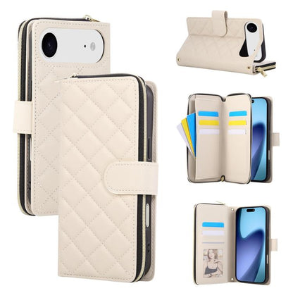 Crossbody Rhombic Zipper Tower Buckle Leather Phone Case with Lanyard
