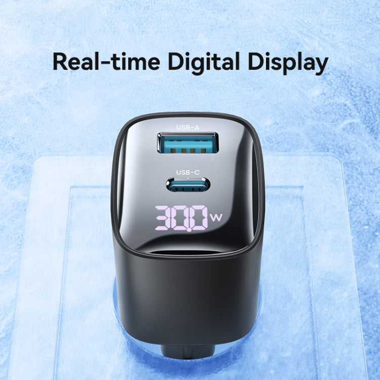 USAMS CC229 30W USB+USB-C / Type-C Dual Port GaN Digital Display Charger, Specifications: EU Plug...