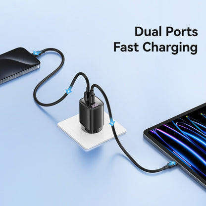 USAMS CC229 30W USB+USB-C / Type-C Dual Port GaN Digital Display Charger, Specifications: EU Plug...