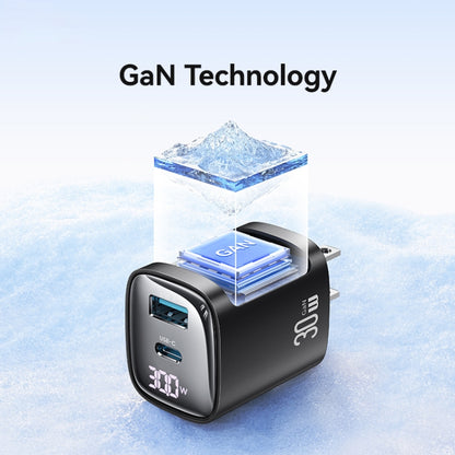 USAMS CC230 30W USB+USB-C / Type-C Dual Port GaN Digital Display Charger, Specifications: US Plug...