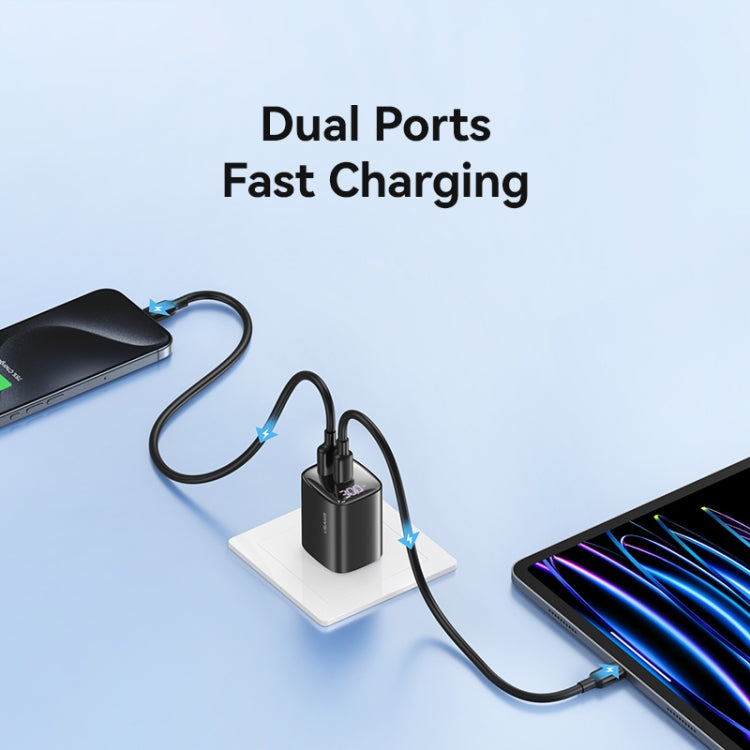 USAMS CC230 30W USB+USB-C / Type-C Dual Port GaN Digital Display Charger, Specifications: US Plug...
