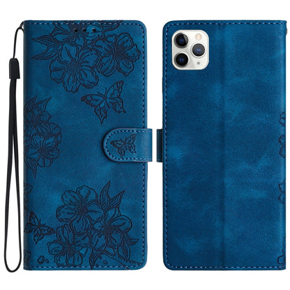 Cherry Blossom Butterfly Skin Feel Embossed PU Phone Case