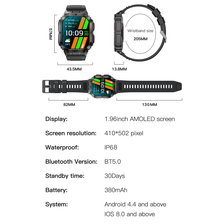 LEMFO K61 Pro 1.96 inch BT5.0 Sport Smart Watch