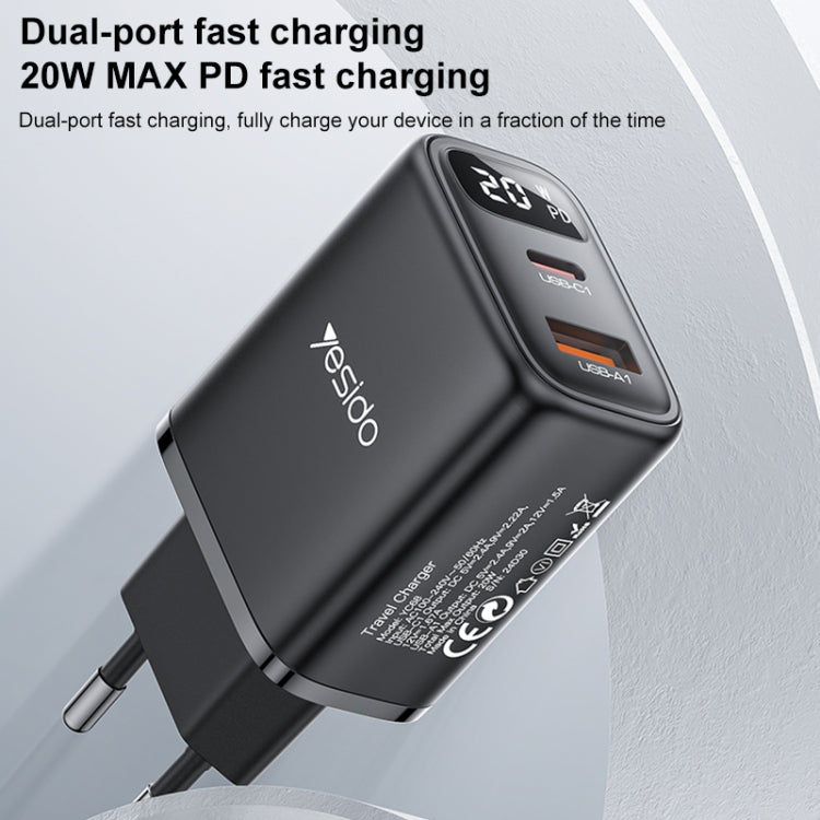 Yesido YC68 20W USB-C / Type-C + USB Digital Display Charger